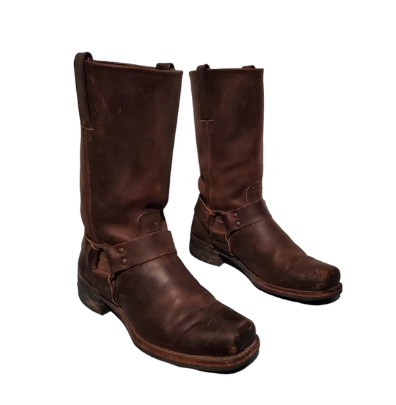 Frye Rare Vintage Tall Leather Harness Boots Men's Size 10M, Made In U.S.A. - Picture 2 of 7